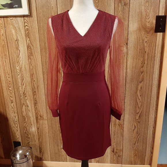 NWT Jasambac/Elensa Maroon Sparkly Evening Dress (Small) - Picture 1 of 11